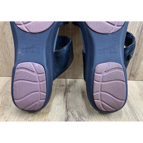 Dansko Leather Wedge Sandals Size 42 Euro 10.5 US Black Double Strap Adjustable - Picture 14 of 16